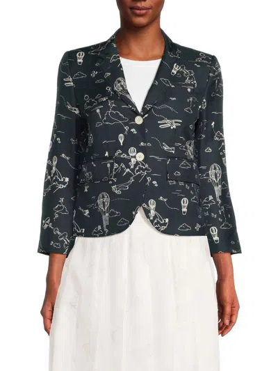 Thom Browne Women's Hot Air Balloon Jacquard High Armhole Sport Coat In Blue