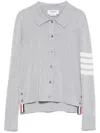 Thom Browne Women Jersey Polo With 4 Bar Stripe Detail In Gray