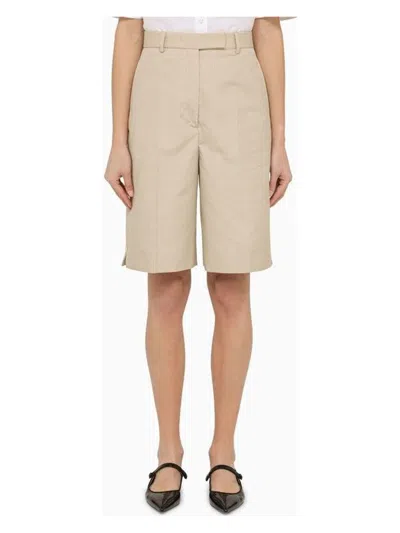 THOM BROWNE WOMEN'S KHAKI HIGH-WAISTED BERMUDA SHORTS