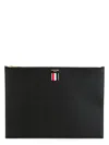 Thom Browne Black Leather Document Case In Black
