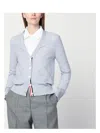 Thom Browne Light Grey Cardigan In Cotton And Silk Women In Grey