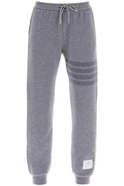 THOM BROWNE WOMEN'S LOOP-BACK WOOL KNIT JOGGERS WITH 4-BAR MOTIF