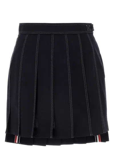 THOM BROWNE WOMEN'S MIDNIGHT WOOL SKIRT