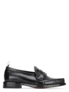 Thom Browne Leather Loafers With Round Toe And Rubber Sole In Black