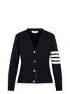 Thom Browne V-neck Striped Sleeve Cotton Cardigan