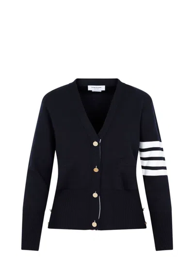 THOM BROWNE WOMEN'S NAVY WOOL CARDIGAN