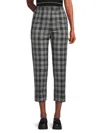 Thom Browne Tartan Cropped Trousers In Grey