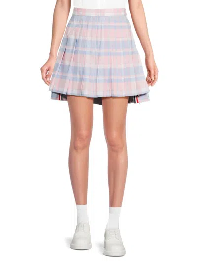 Thom Browne Women's Plaid Cupro Lined Mini Skirt In Light Pink