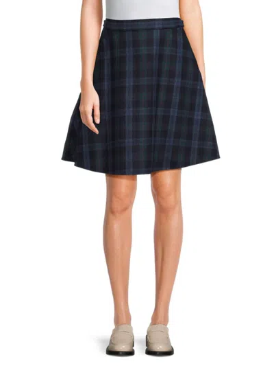 Thom Browne Women's Plaid Wool & Cashmere Mini Skirt In Navy Plaid Multi