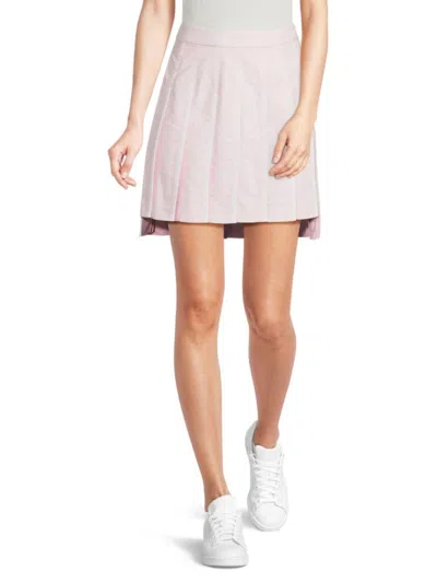 Thom Browne Women's Pleated Cotton Miniskirt In Pink