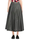 Thom Browne Pleated Midi Skirt In Silver