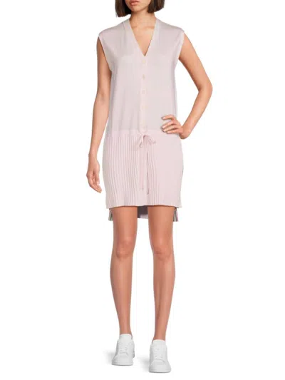 Thom Browne Women's Pleated Silk Blend Drop Waist Minidress In Light Pink