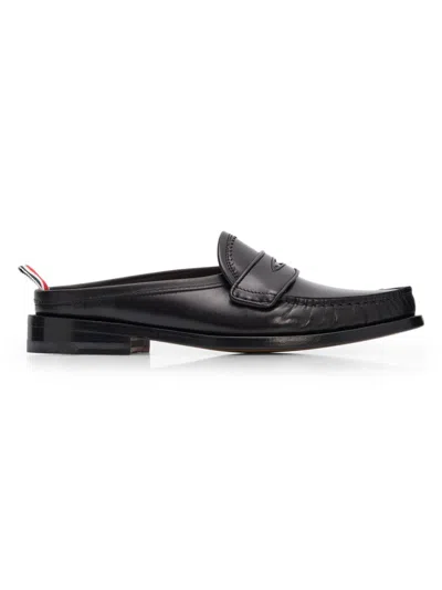 Thom Browne Women's Pleated Varsity Mule Loafers In Black