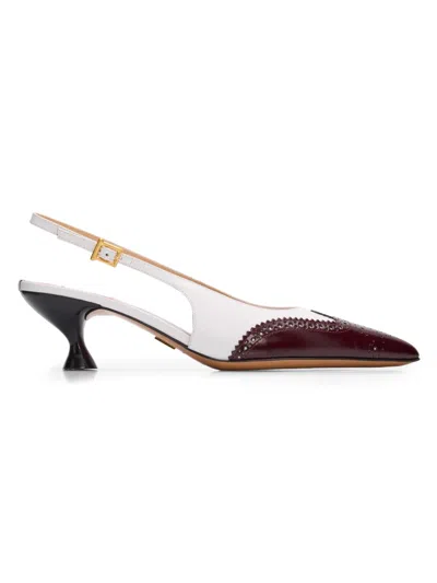 Thom Browne 50mm Brogue Leather Slingback Pumps In Brown