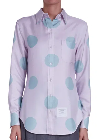 Thom Browne Women's Polka Dot Silk Button-down Shirt In Light