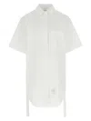 Thom Browne White Poplin Shirt Mini Dress In White