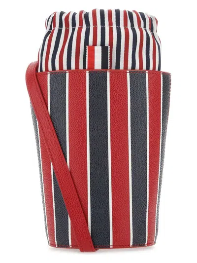 THOM BROWNE WOMEN'S PRINTED LEATHER MINI BUCKET BAG