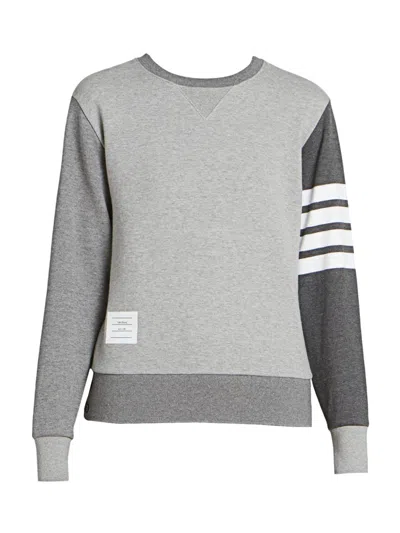 Thom Browne Women's Relaxed Fit Striped Crewneck Sweater In Gray