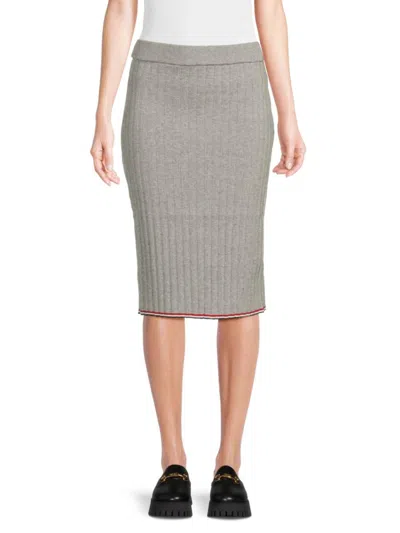 Thom Browne Women's Ribbed Cashmere Below-the-knee Skirt In Gray
