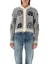 Thom Browne Long-sleeved Knitted Cardigan In Lt Grey