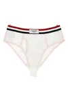 Thom Browne Color-block Briefs With Elastic Waistband And Sheer Panels In White