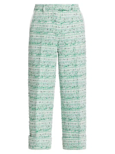 Thom Browne Women's Sack Tweed Cropped Trousers In Green
