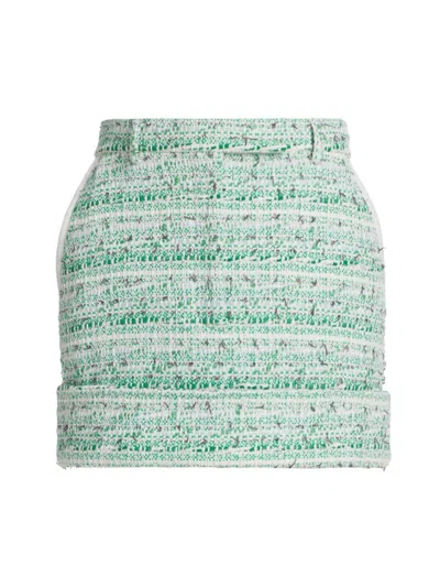 Thom Browne Women's Sack Tweed Cuffed Miniskirt In Green