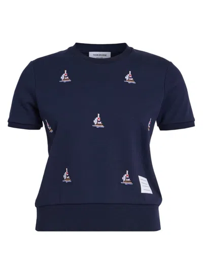 Thom Browne Women's Sailboat Intarsia-knit Cotton Sweater In Multi