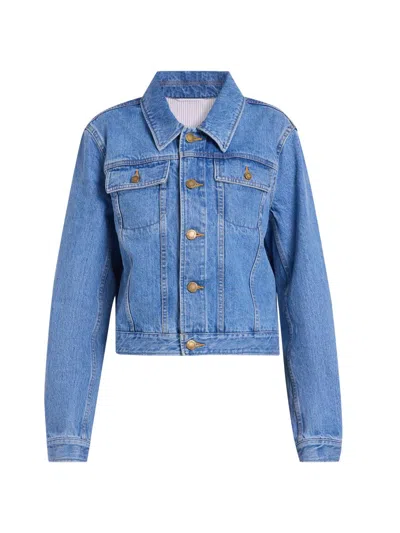 Thom Browne Women's Shrunken-fit Denim Jacket In Lightblue