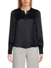 Thom Browne Women's Silk Button-ruffle-trim Blouse In Navy