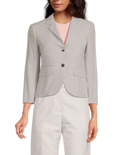Thom Browne Women's Silk-lined Cotton Seersucker Blazer In Medium Grey