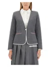 Thom Browne Single Breasted Knit Jacket In Grey