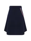 Thom Browne Flared Knitted Skirt In Blue