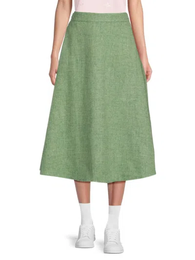 Thom Browne Women's Solid Wool Midi-skirt In Light Green