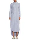 Thom Browne Women's Striped Cotton High-low Maxi Dress In Blue