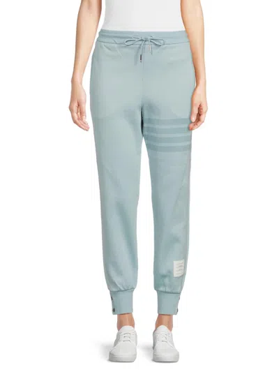 Thom Browne Women's Striped Double-face Knit Sweatpants In Blue