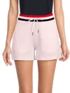 Thom Browne Tricolour-waistband Seersucker Shorts In Light Pink