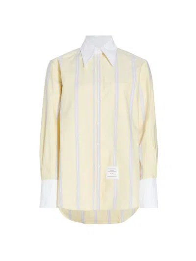 Thom Browne Women's Striped Oxford Tab-collar Shirt In Yellow