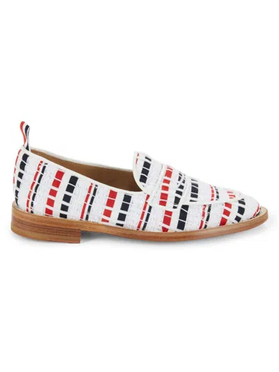 Thom Browne Women's Striped Penny Loafers In White Multicolor