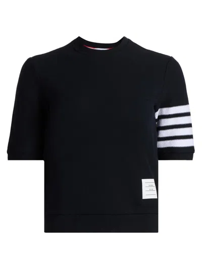 Thom Browne Women's Textured Piqué Cotton T-shirt In Blue