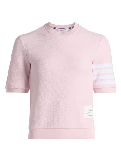 Thom Browne Women's Textured Piqué Cotton T-shirt In Pink