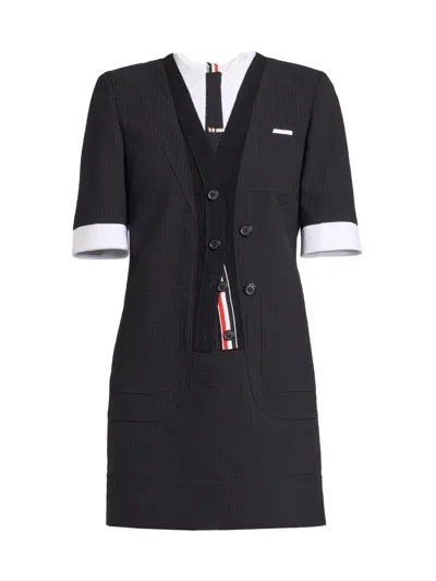 Thom Browne Short-sleeve Mini Dress In Black