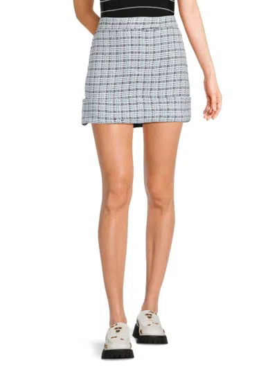 Thom Browne Women's Tweed Cotton Mini Skirt In Medium Blue