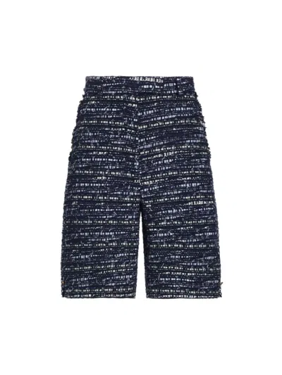 Thom Browne Women's Tweed Fray-edge Tailored Shorts In Navy