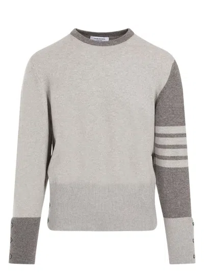 THOM BROWNE WOMEN'S TWO-TONE CASHMERE SWEATER | SIZE 4 | MKA001F00011 COLOR 265