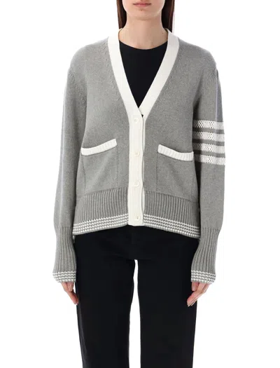 Thom Browne Stylish V-neck Stitch Cardigan For Women By A Renowned Designer In Gray