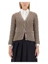 Thom Browne Crisscross Cable-knit Cardigan In Brown
