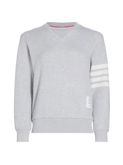 Thom Browne Women's Waffled Cashmere & Wool Four-bar Sweater In Light Grey