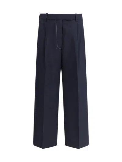 THOM BROWNE THOM BROWNE WOMEN WHITE STITCHING WOOL PANTS