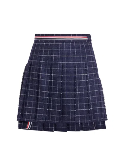 Thom Browne Women's Windowpane Houndstooth Wool Miniskirt In Navy